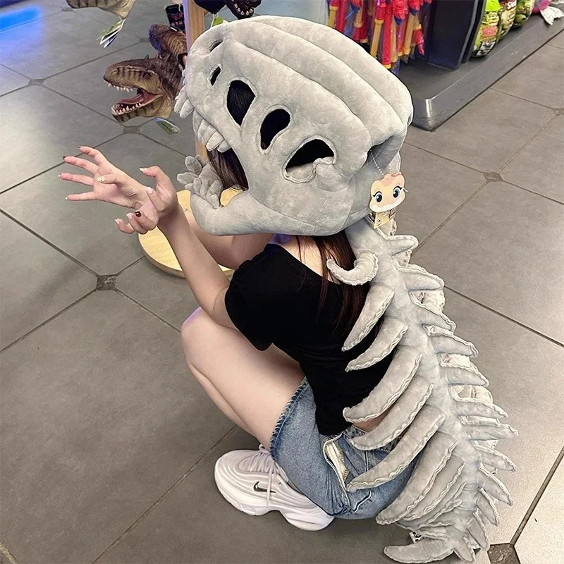 Realistic Dinosaur Skeleton Costume Set Unisex Headgear Cosplay 75cm 115cm New
