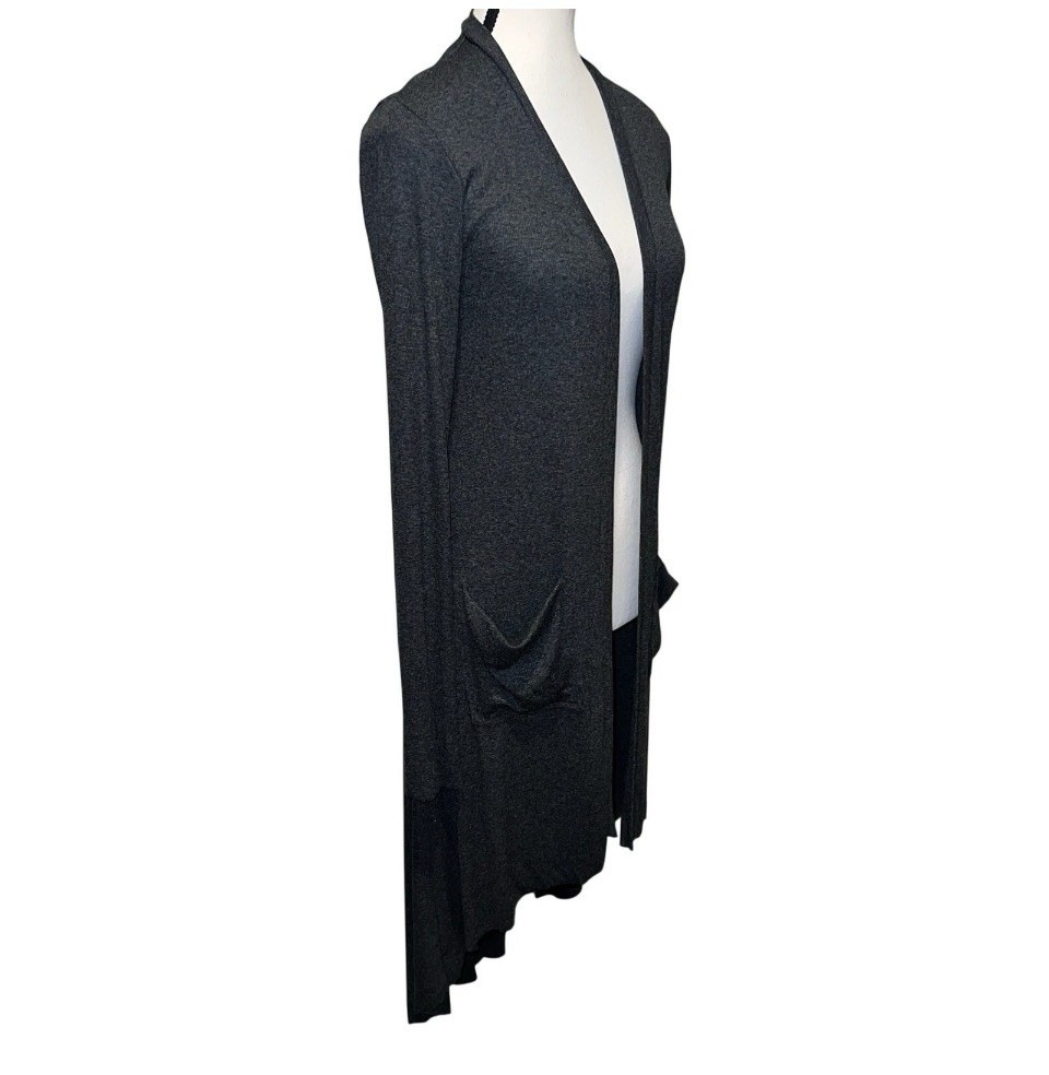 Joah Brown Soleil Ash Gray Ribbed Open Longline Cardigan Duster One Size USA Ad7