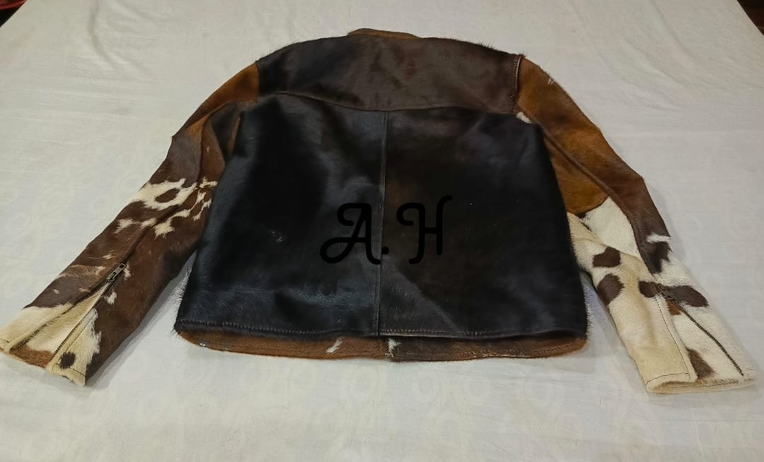Vintage Western Cowhide Jacket with Real Hair-on Pony Skin And Cow Print Jacket