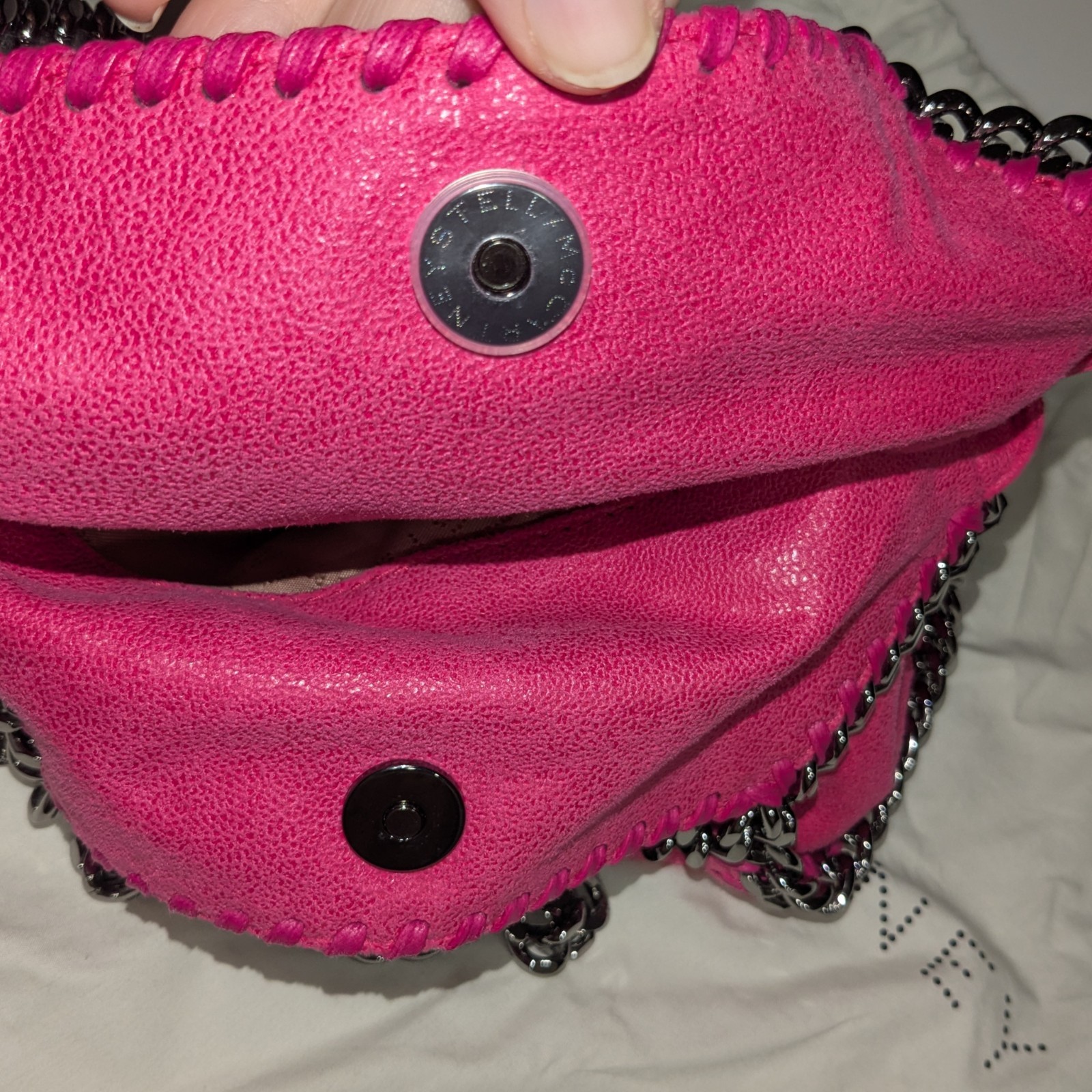 Stella McCartney Falabella Mini Tote Bag In Fuchsia Shaggy Deer Authentic NEW