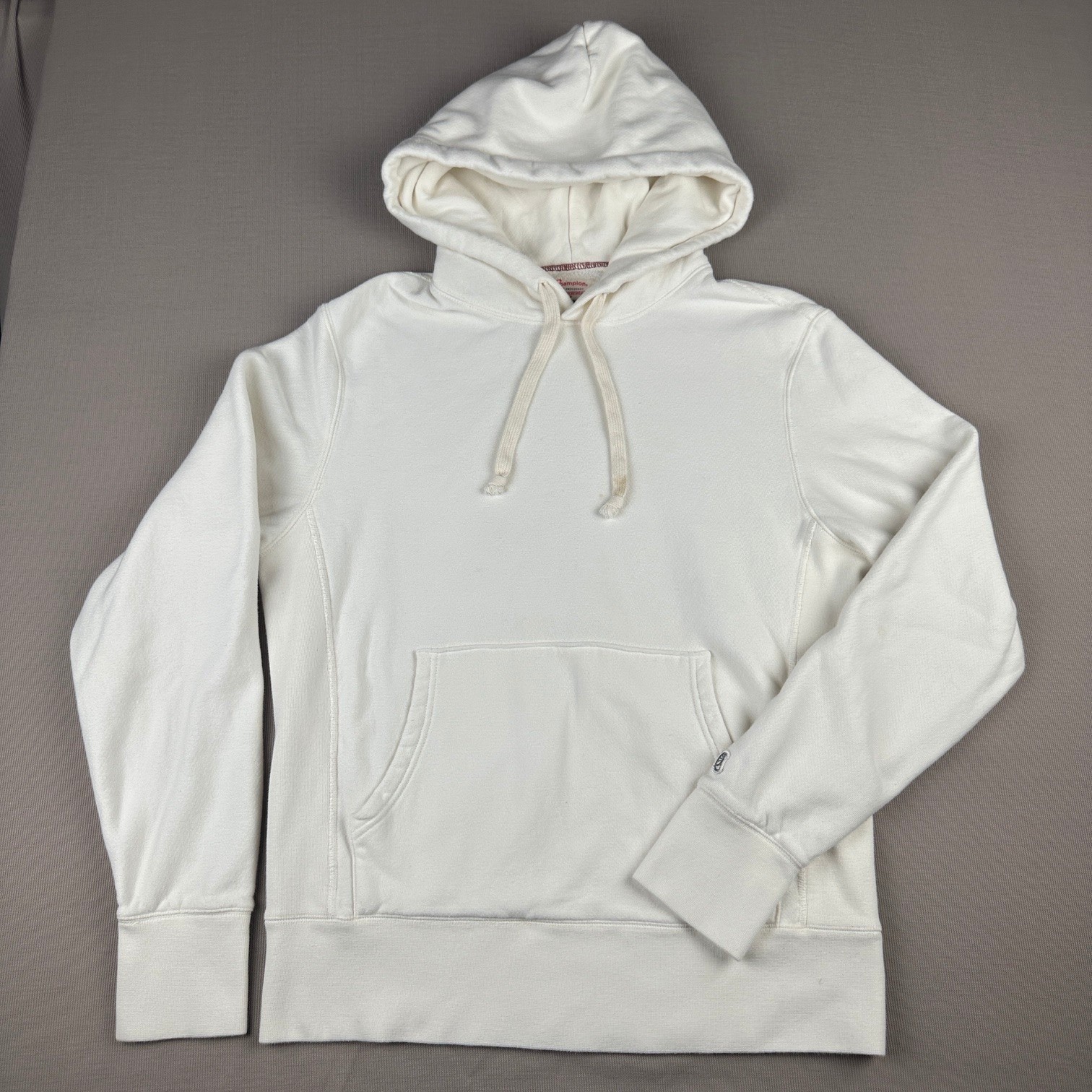 Champion x Todd Snyder Mens Cream White Reverse Weave Hoodie Sweatshirt Medium