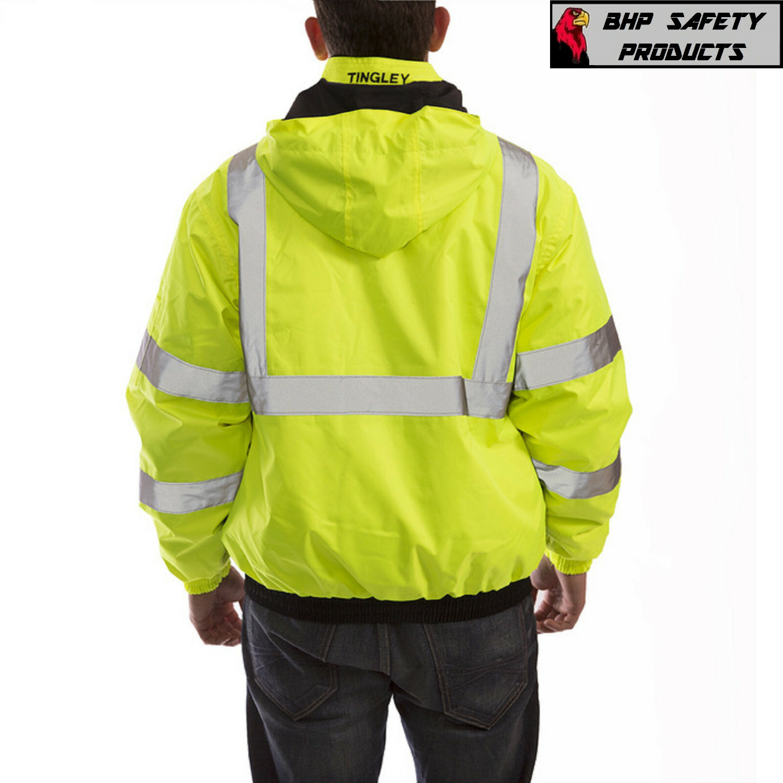 Hi-Vis Insulated Safety Bomber Jacket Orange and Lime ROAD WORK HIGH VISIBILITY