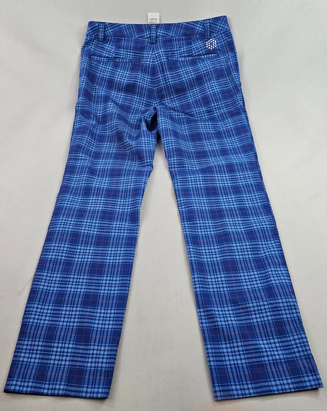 Cobra Puma golf pants mens W 32 L 32 blue check cotton 561635 pockets zip