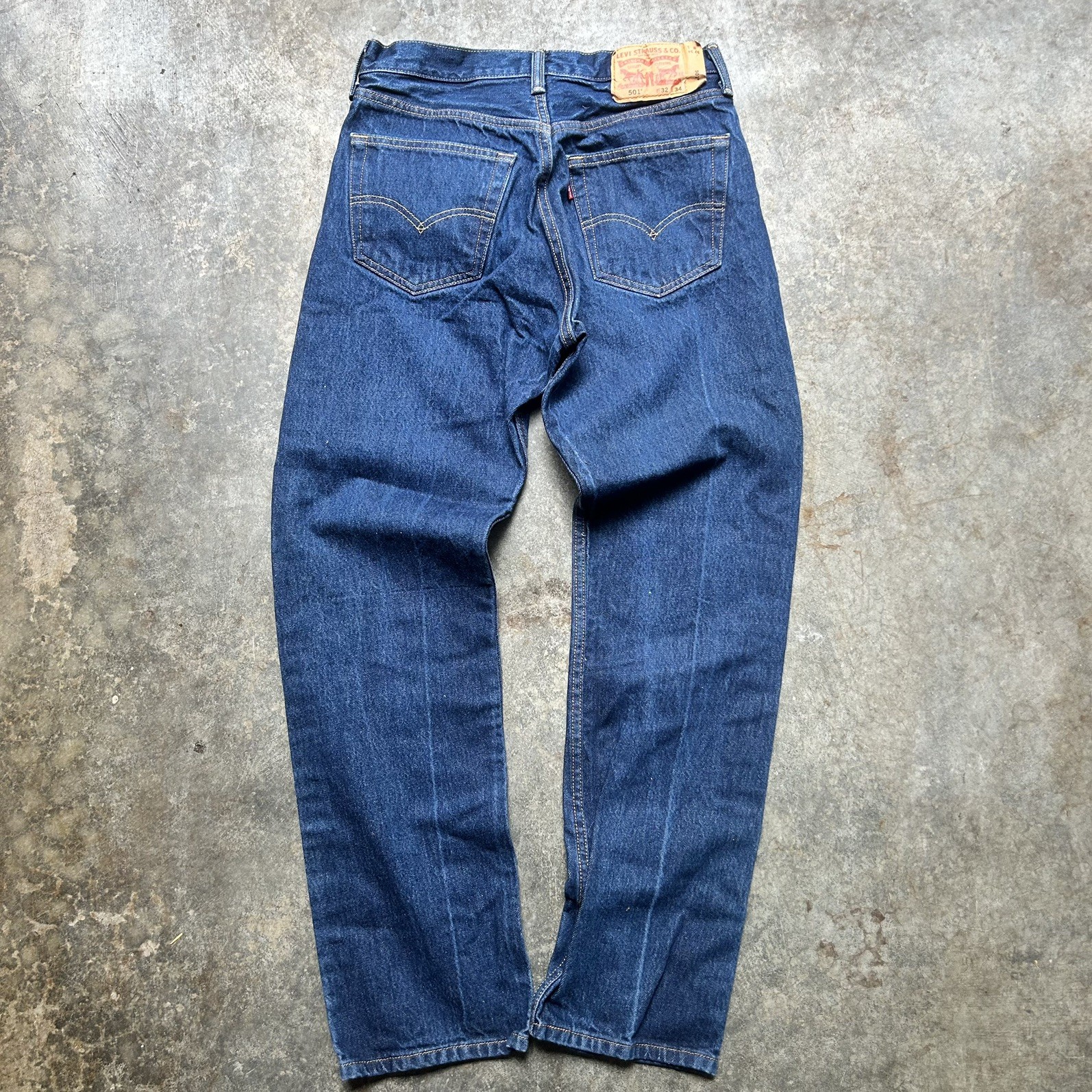 LEVI’S Premium 501 Button Fly Jeans Straight Leg Mens 32×34 blue