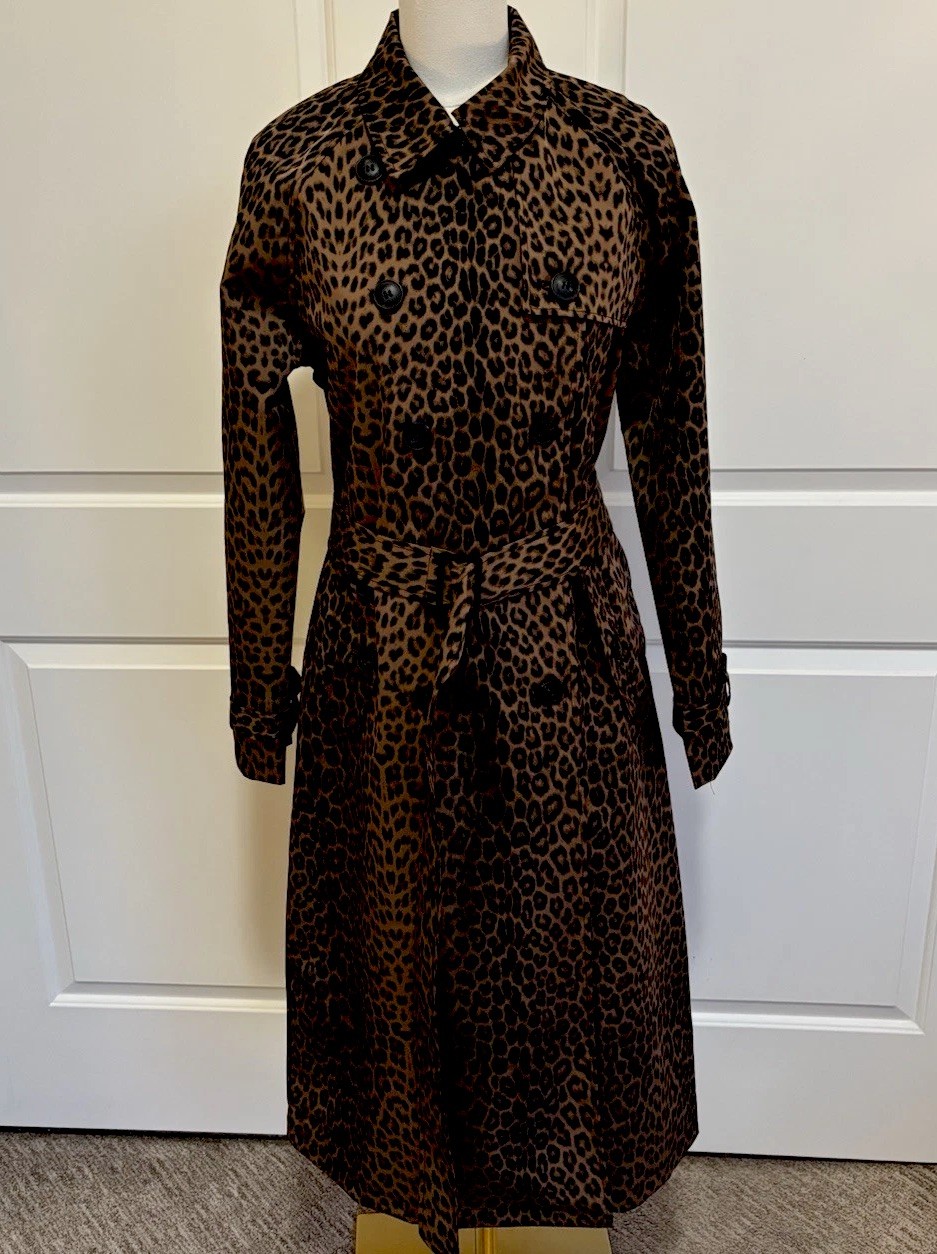 Rebecca Minkoff Leopard Trench Coat NWT RM-707A Women’s M Belted $298 Designer