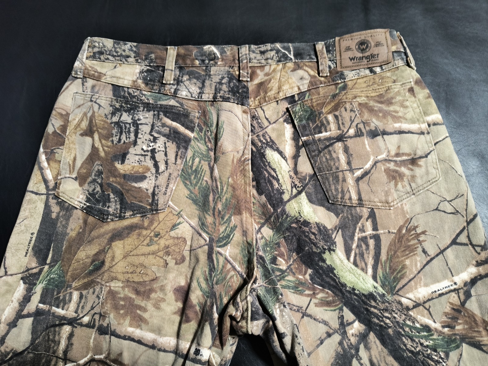 Wrangler Mens Camo Pants Real Tree Double Knee Hunting Fishing VTG 38×32