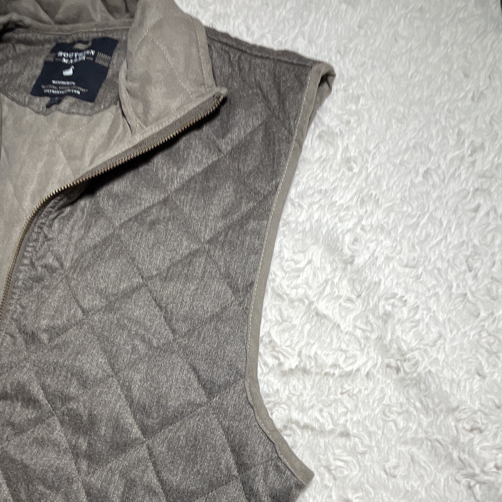 Southern Marsh Men’s Gray Quilted Full Zip Vest Stand-Up Collar Pockets M