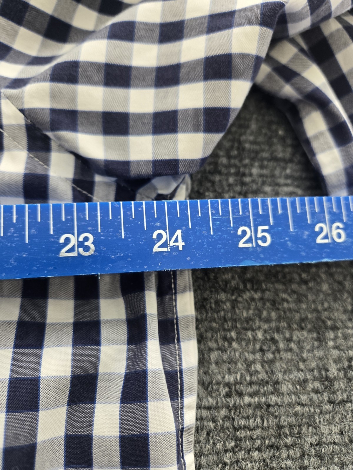 Gap Shirt XL Blue Whit Plaid Button Up Slim Fit Long Sleeve Mens 17-17.5