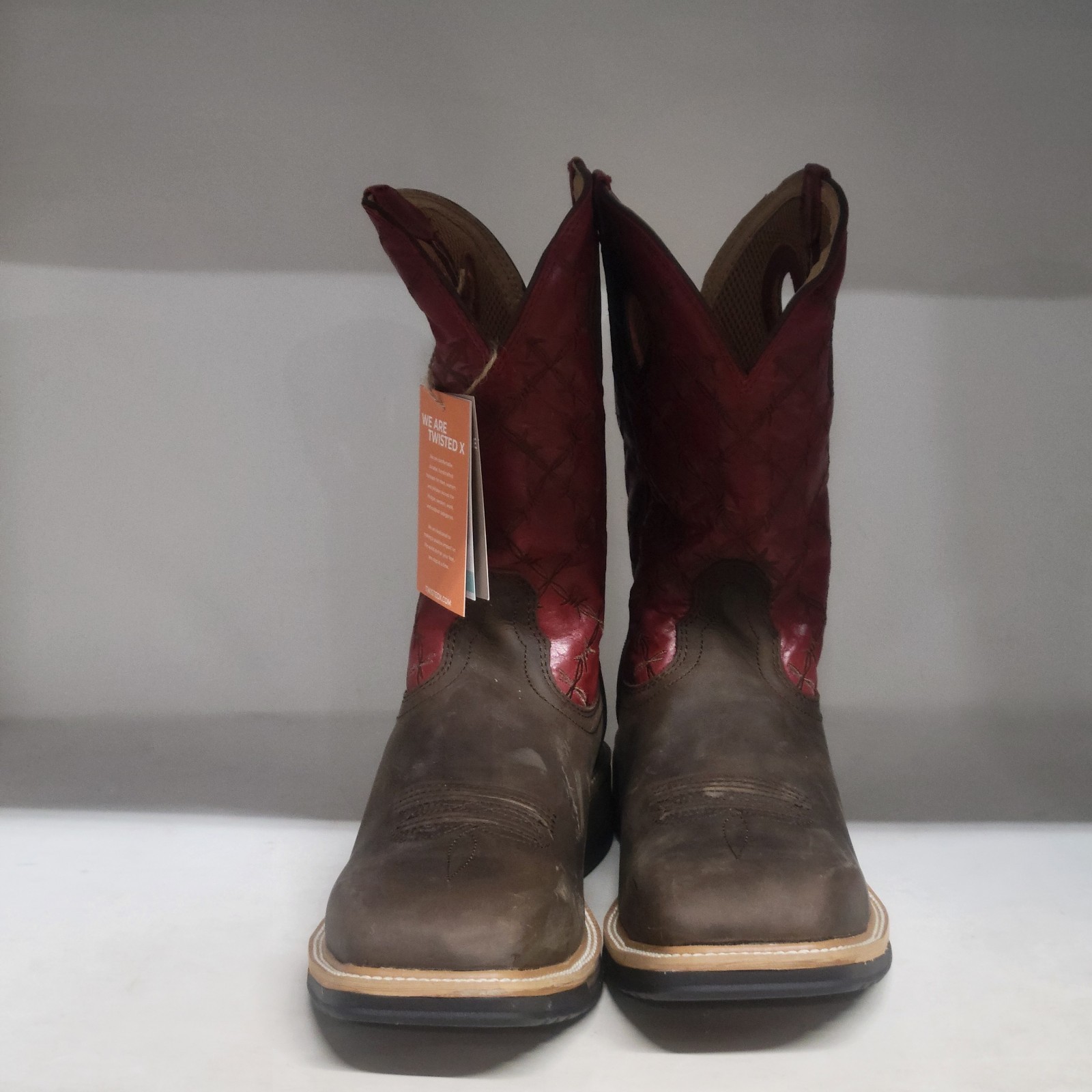 Twisted X 12″ Alloy Toe Boot Brown/Flash Red Mens Size 13D