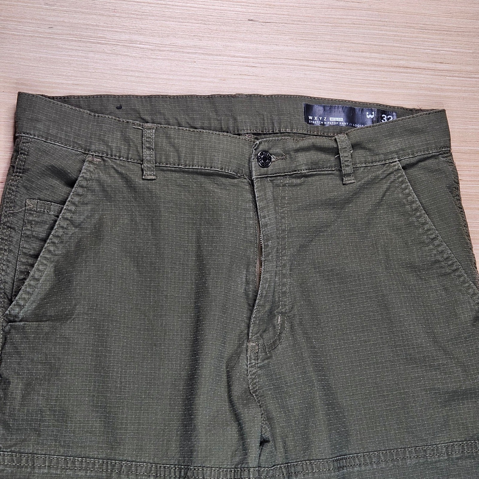 WXYZ Mens Stretch Ripstop Loose Fit Cargo Pants Olive Green Size 32×28
