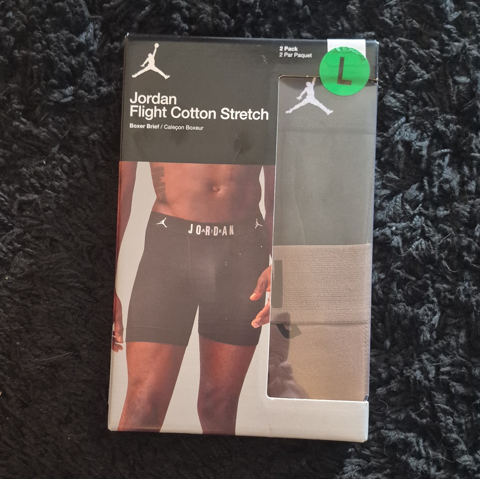 Jordan Men’s Flight Cotton Stretch Boxer Briefs in a 2-pack (L) 2pk New in. Box