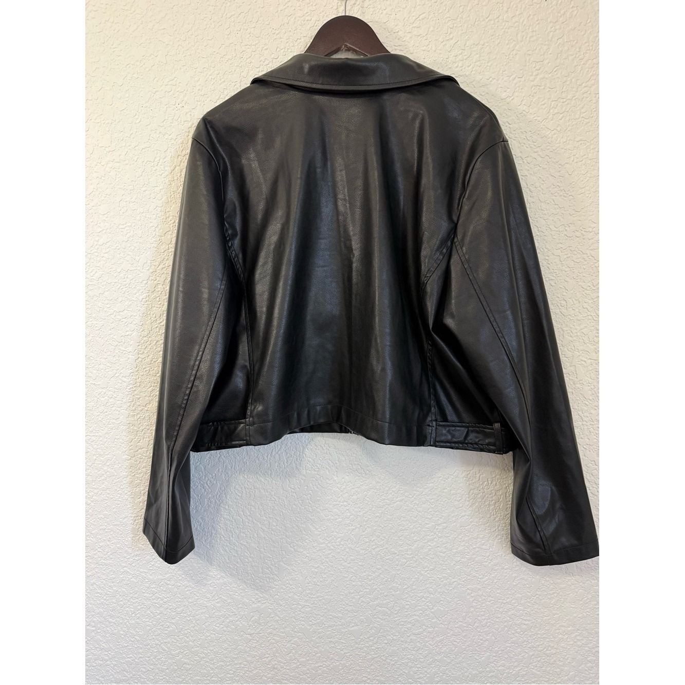 Tribal Jeans Faux Leather Moto Jacket | Black | Soft Vegan Leather | TTG/XXL