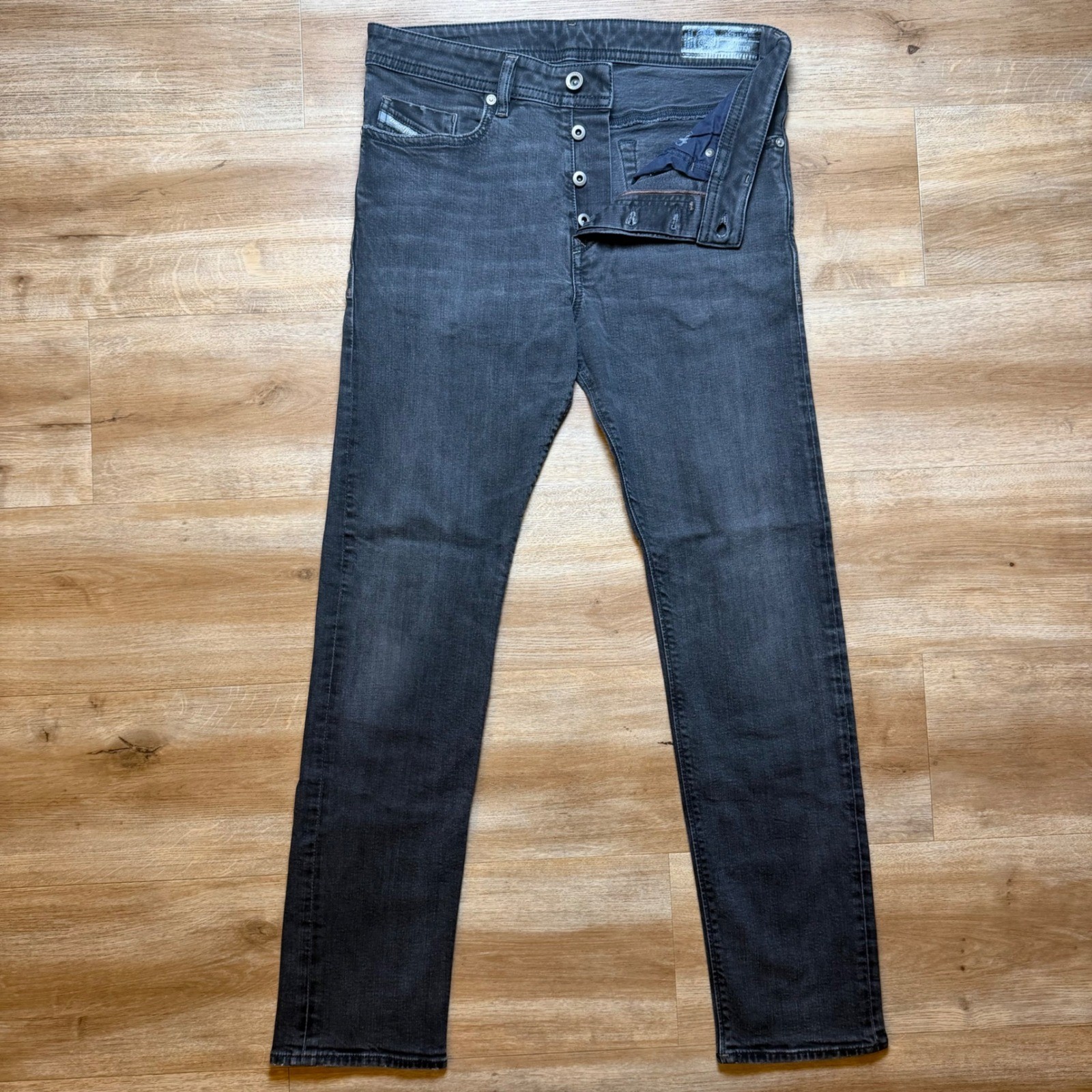 Diesel Buster Jeans Mens 31×30 Black Regular Slim Tapered Stretch Denim 0674N