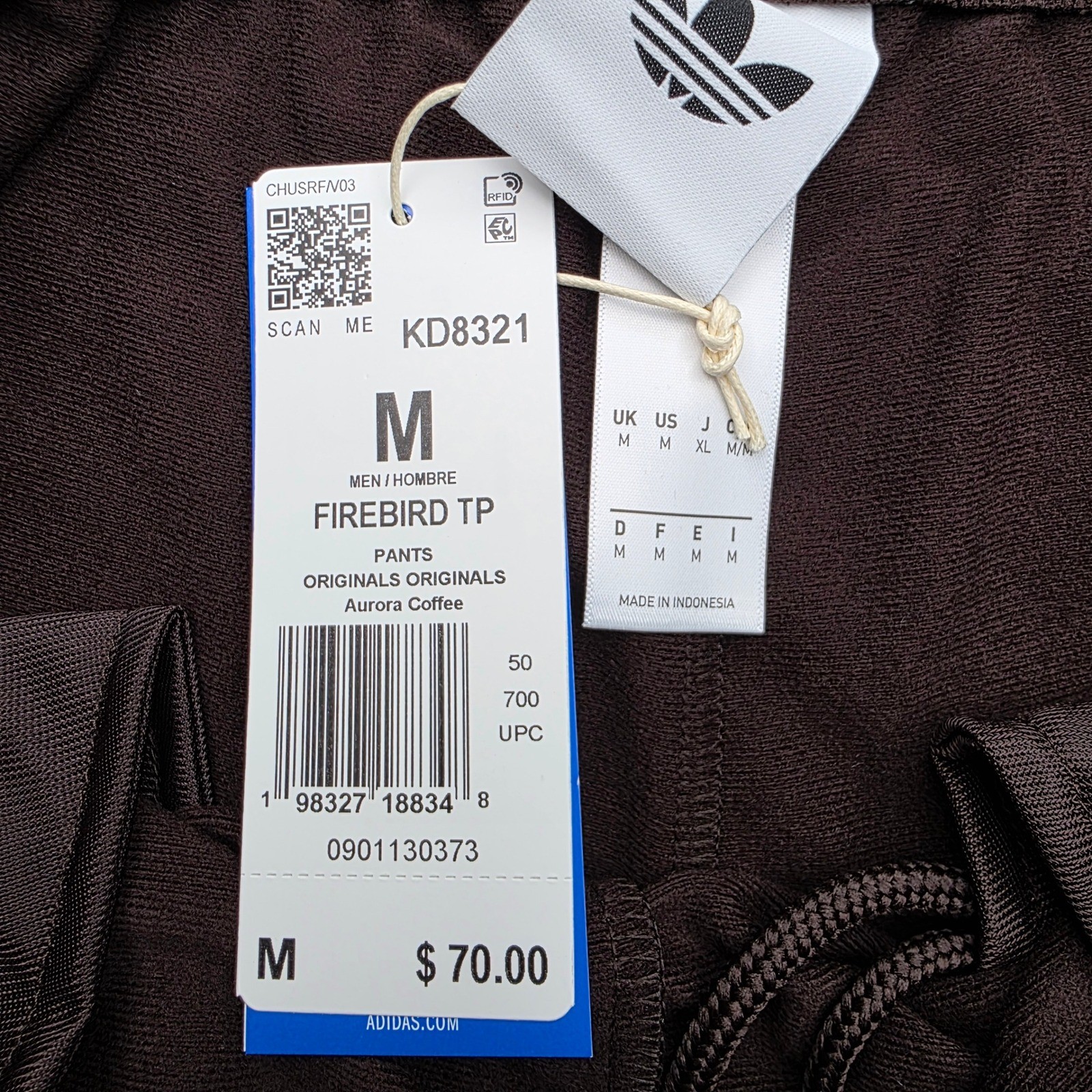 NWT Adidas Originals Firebird Track Pants Mens M Aurora Coffee Brown Pink Stripe