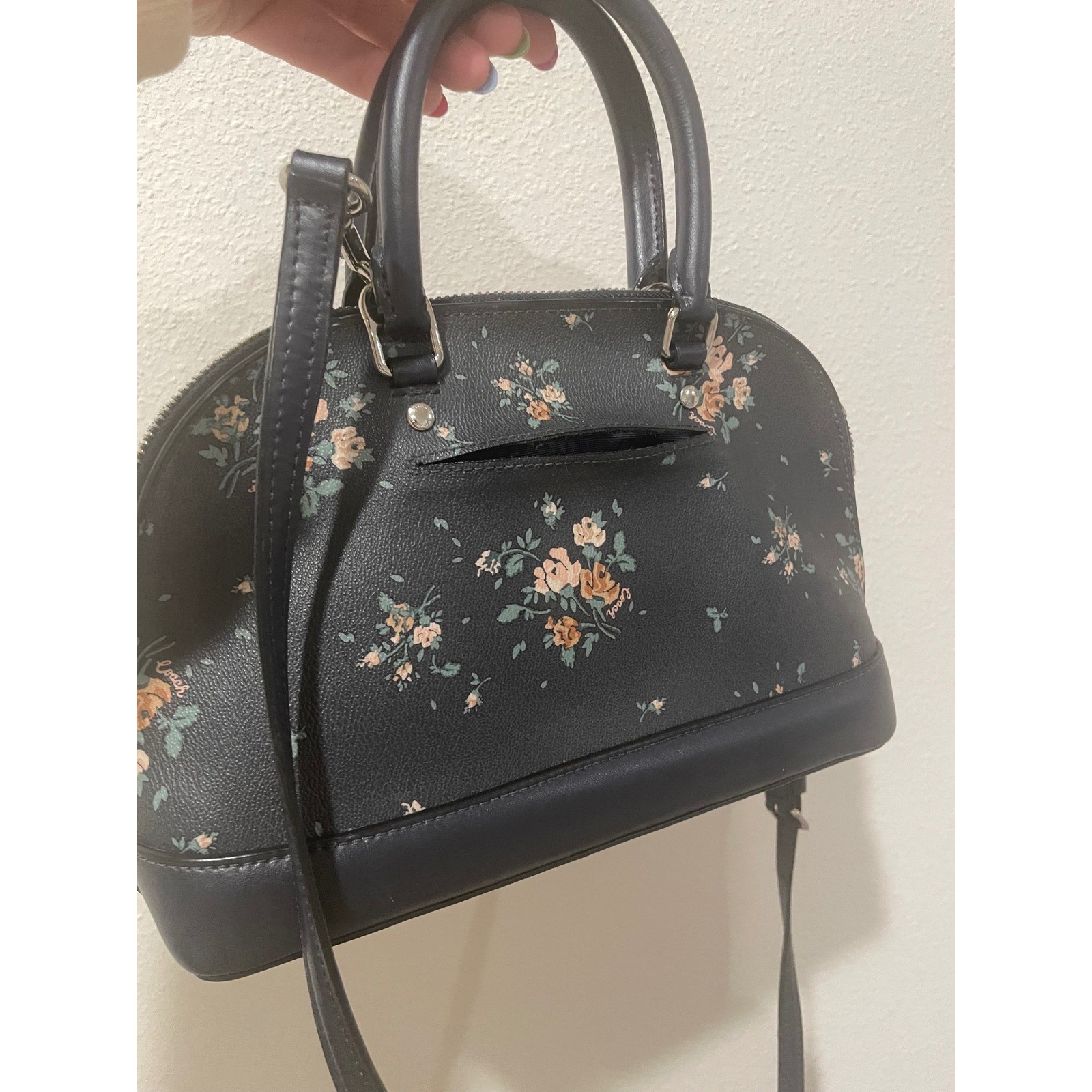 Coach Mini Sierra Satchel Midnight Navy Prairie Floral Crossgrain