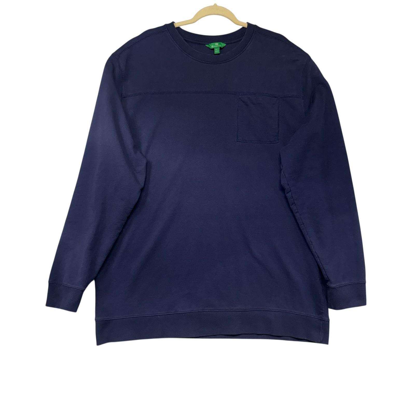 Dip Mens Organic Cotton Crewneck Shirt Basic Natural Fibers Navy Blue 3XLT