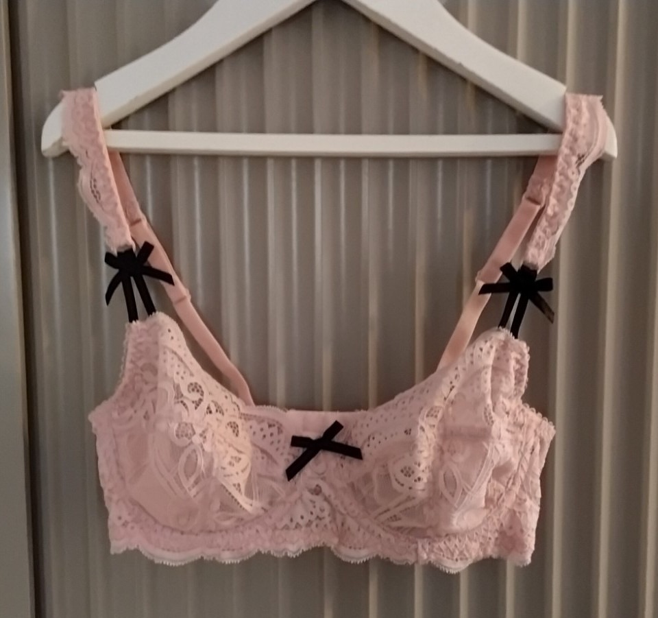 TDR BOUTIQUE None Padded Lace Balconette Bra & thong set Pink SZ EUR 70E UK32DD