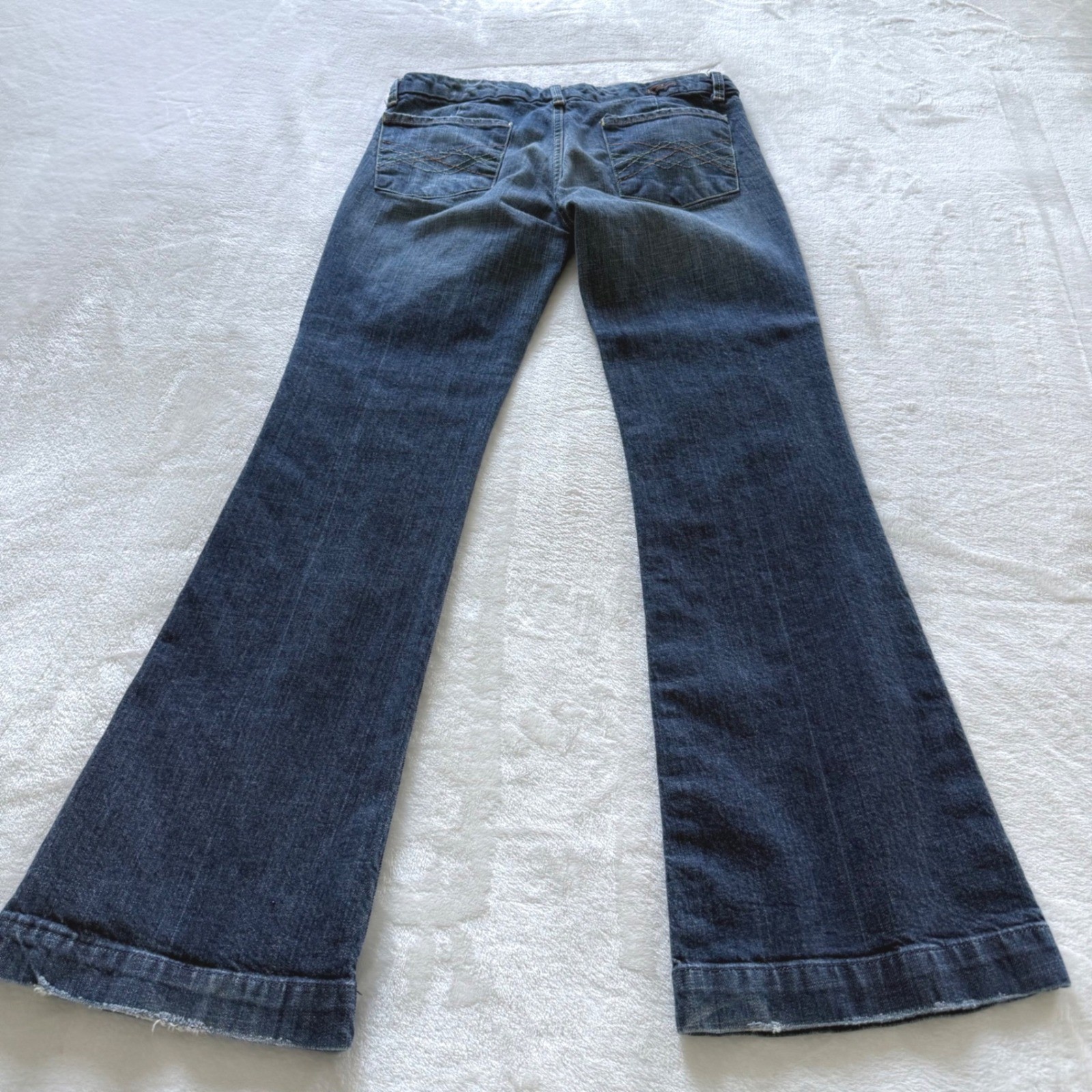 7 For All Mankind Dojo Jeans Womens 29 Flare Dark Wash Stretch USA Denim