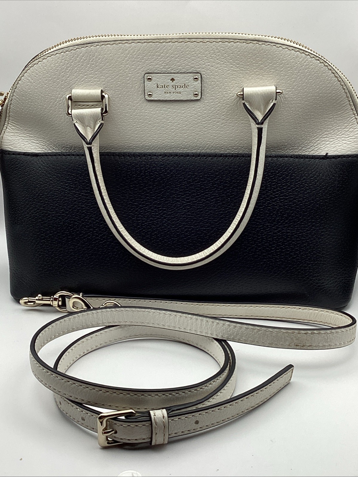 Kate Spade Black and White purse Grove Street Carli satchel crossbody