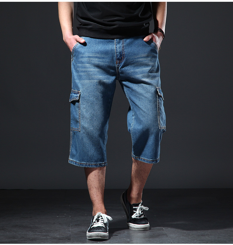 New Men’s Jeans Denim Cargo Combat Shorts Summer Casual Multi Pocket Pant W30-48