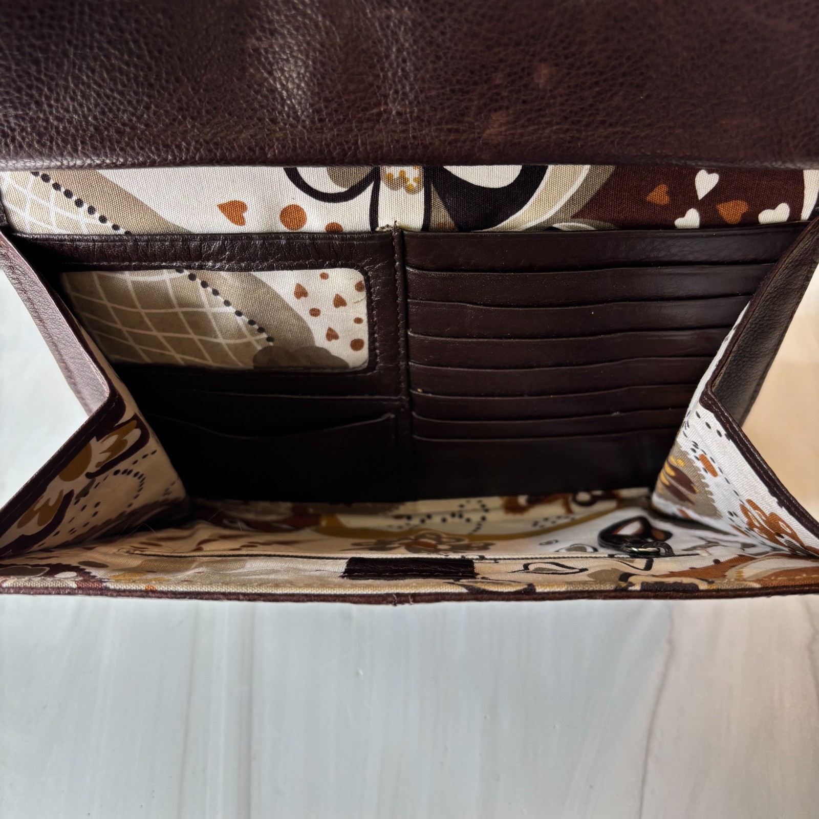 BRIGHTON Contempo City Brown Leather Crossbody Organizer Shoulder Bag Purse