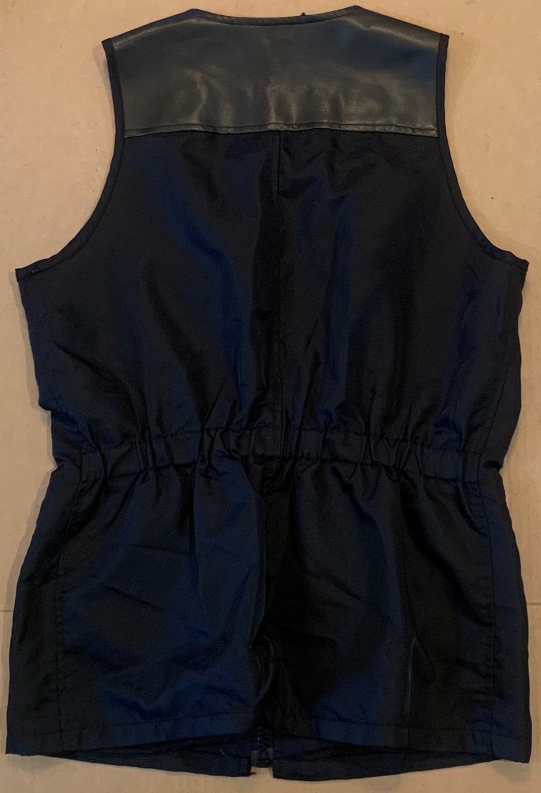 EXP JEANS By Express Black Moto Nylon Faux Leather Vest Vintage Size M FREE SHIP