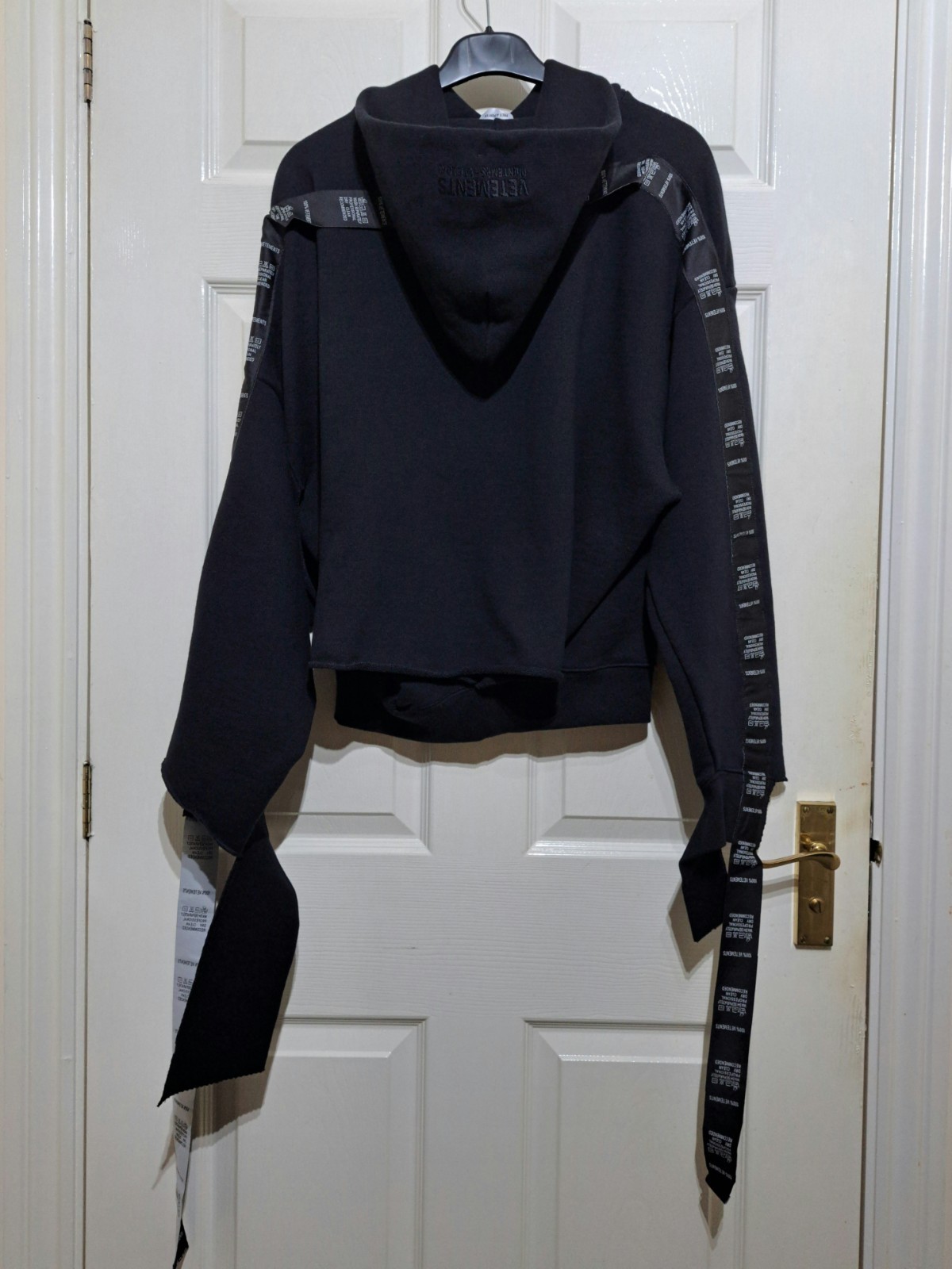 Vetements Authentic Tape Hoodie Black SS18 Women’s S Oversized Made In Portugal