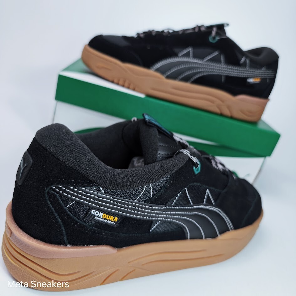 Puma US 11.5 Men’s Black Gum Green Retro Comfort Durable Skate 180 Cordura NIB