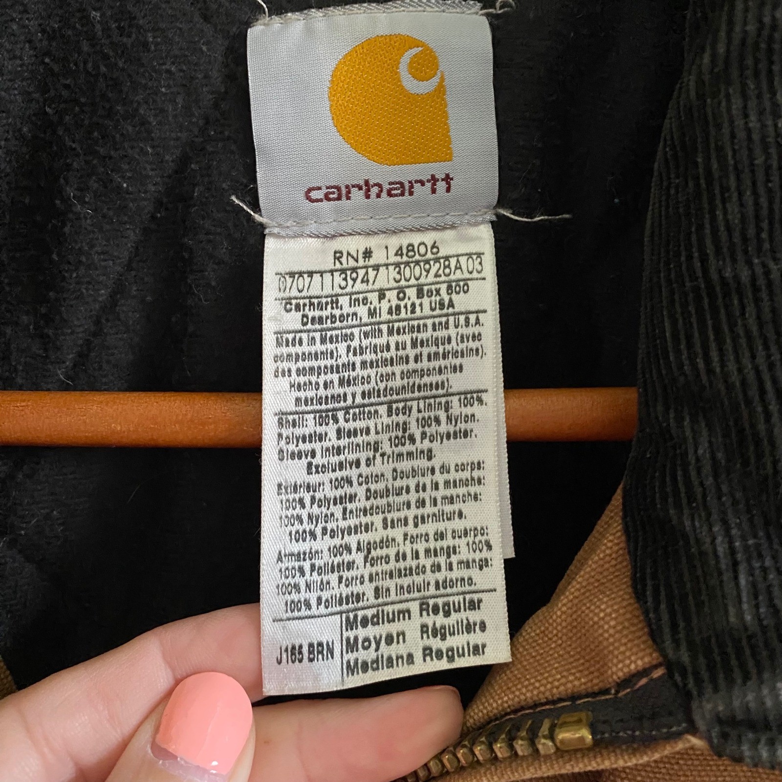 Carhartt J165 BRN Sandstone Duck Arctic Quilt Lined Bomber Jacket Mens Medium