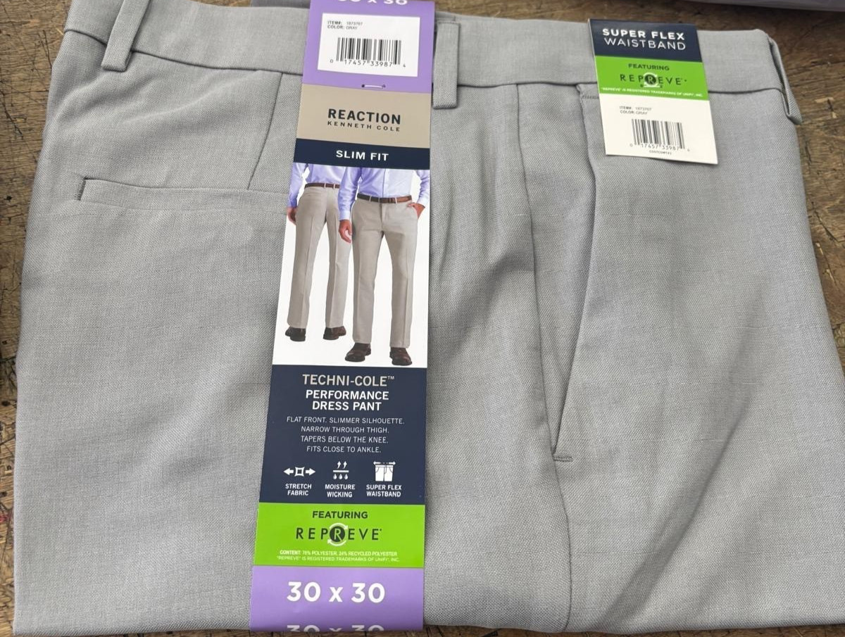KENNETH COLE Reaction Men’s Techni Slim Fit Dress Pants Light Grey Men