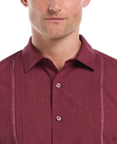 Cubavera Men’s Embroidered Chambray Short Mens Sleeve Casual Shirt Classic Fit