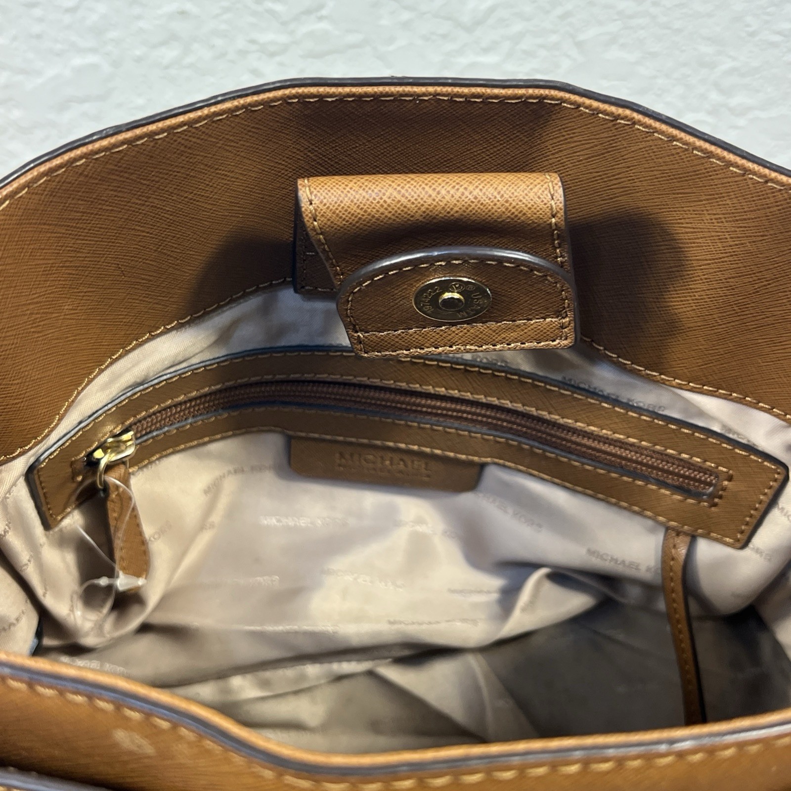 Michael Kors Brown Medium Satchel Top Handle Shoulder Strap Gold Hardware Lock