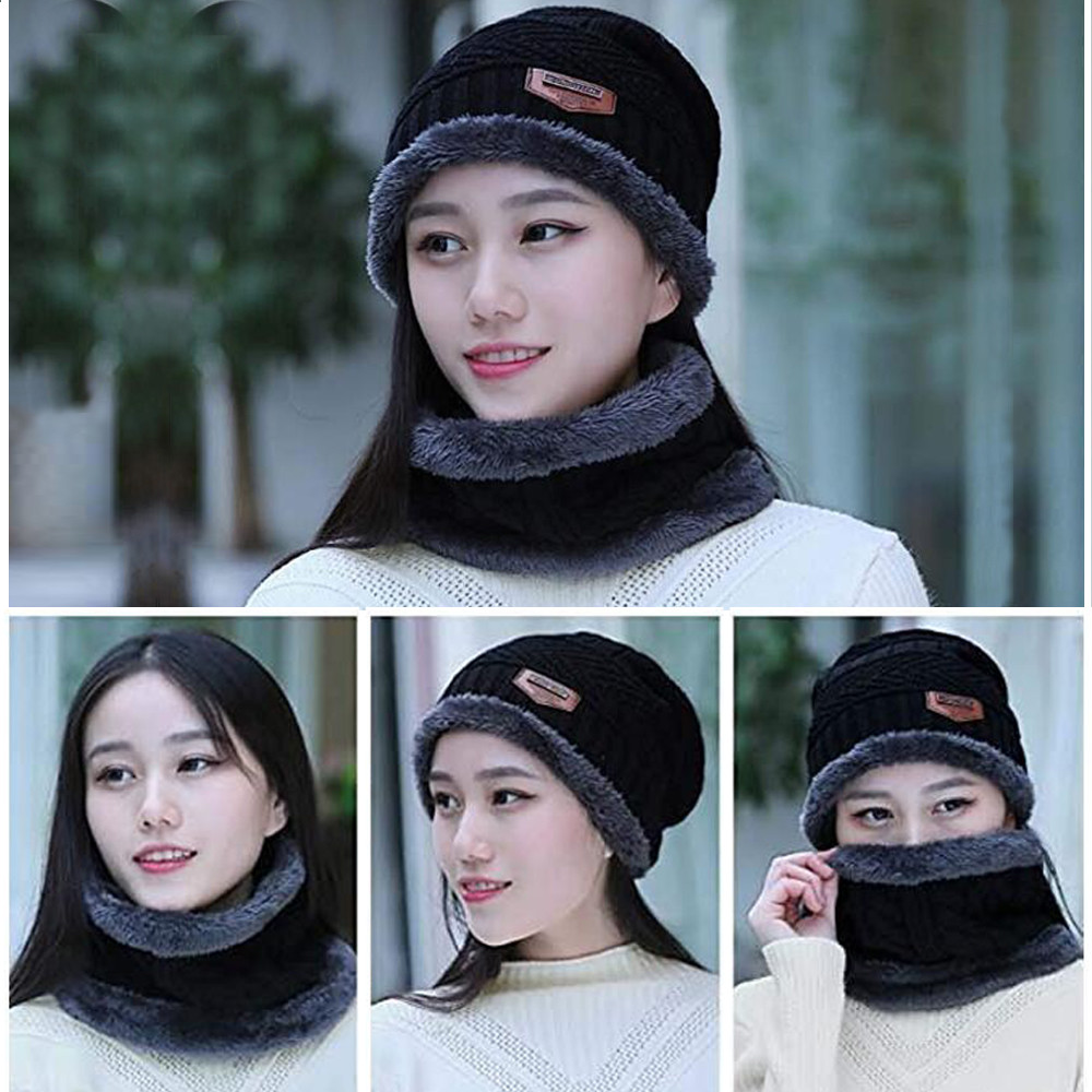 Winter Beanie Hat Scarf Set Fleece Warm Balaclava Snow Ski Cap for Kid Men Women