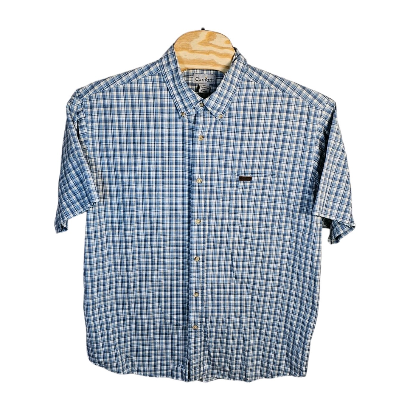 Carhartt Plaid Shirt Mens 2XL Short Sleeve Button Down Workwear Casual S136