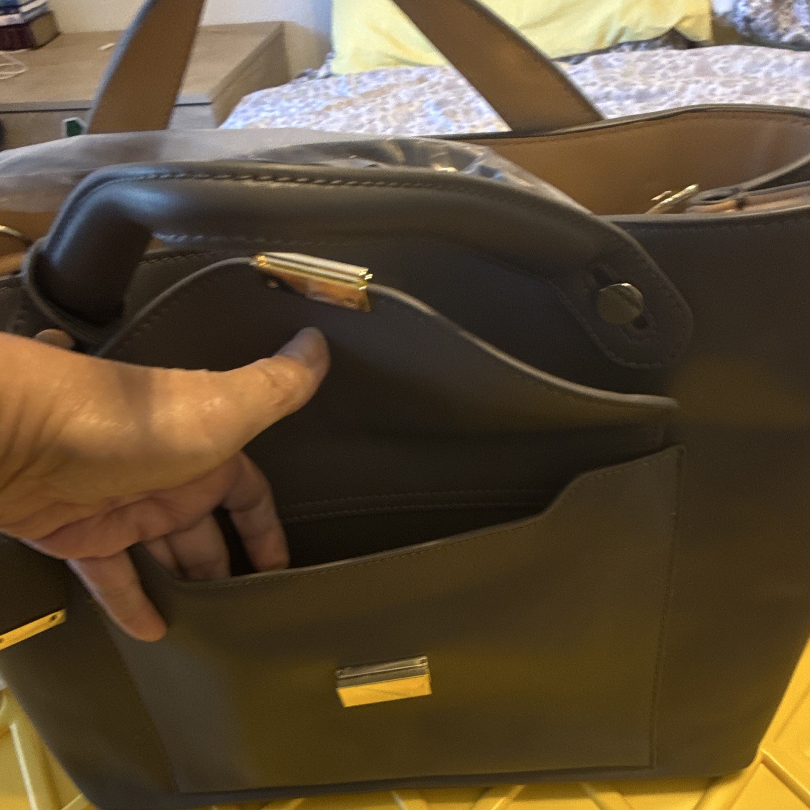 ZARA Basic Collection Gray Top Handle Satchel Bag, Detachable Strap