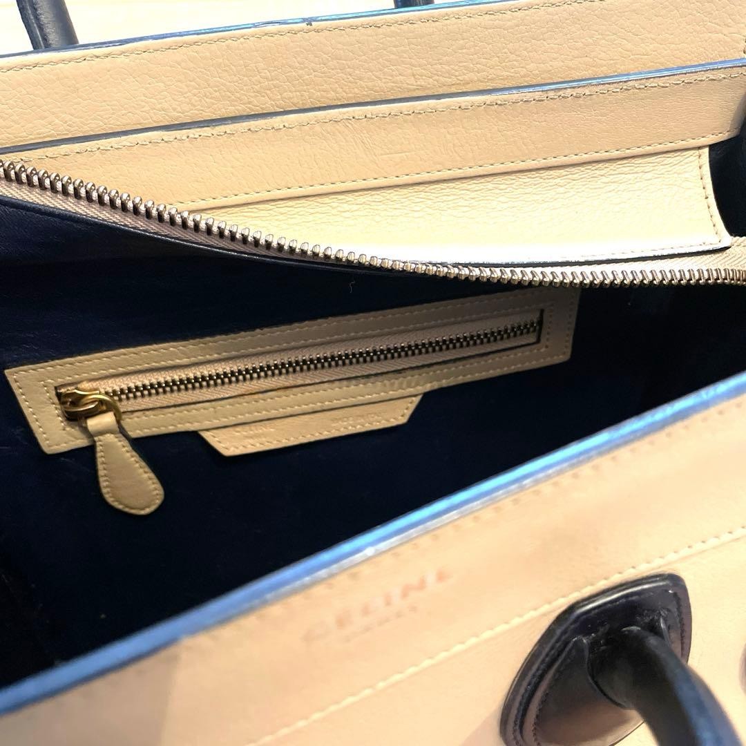 CELINE Luggage Micro Bicolor Beige Navy