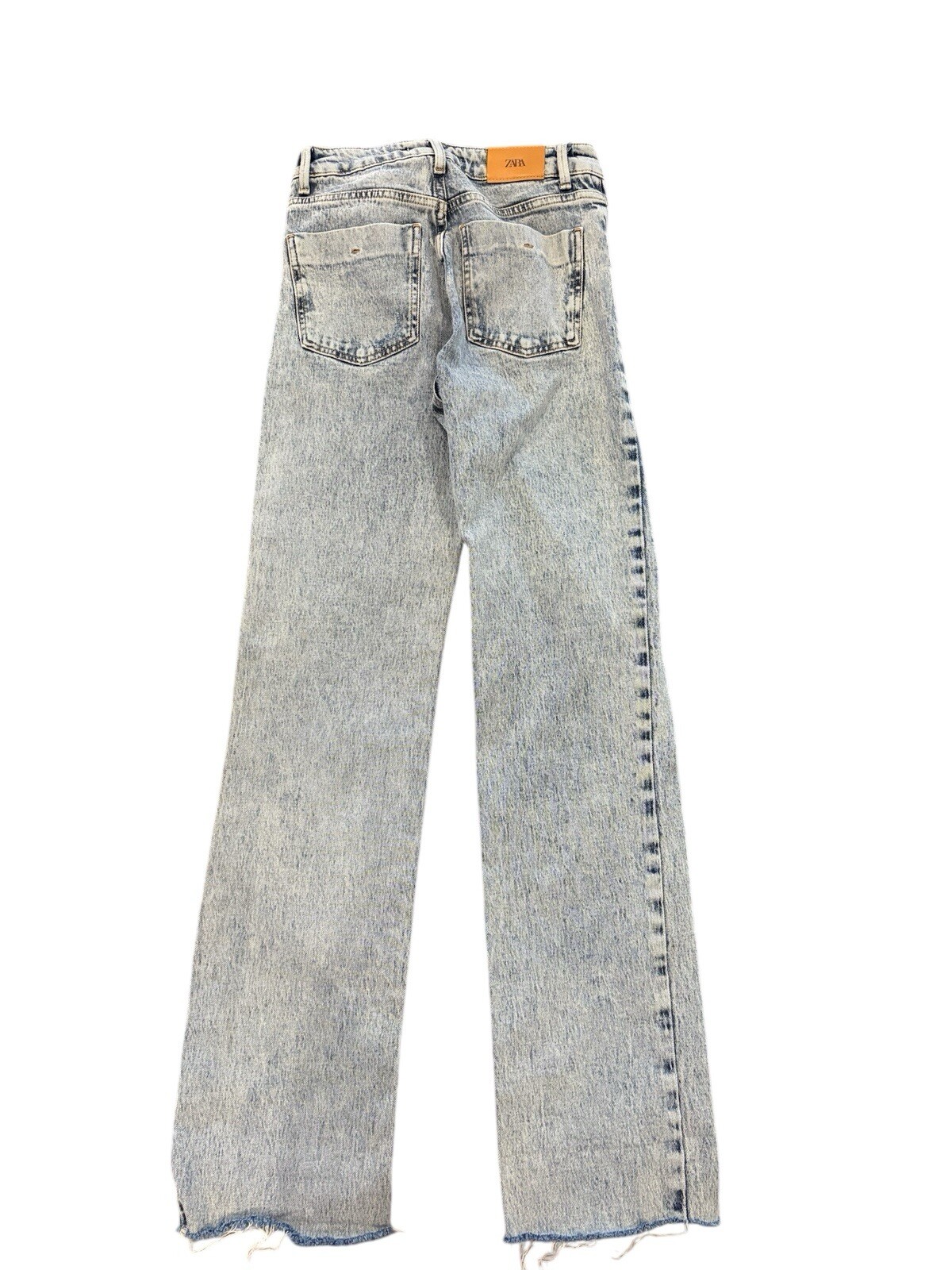 Zara Raw Hem Women’s Sz 2 Light Wash Blue Denim Button Down Jean