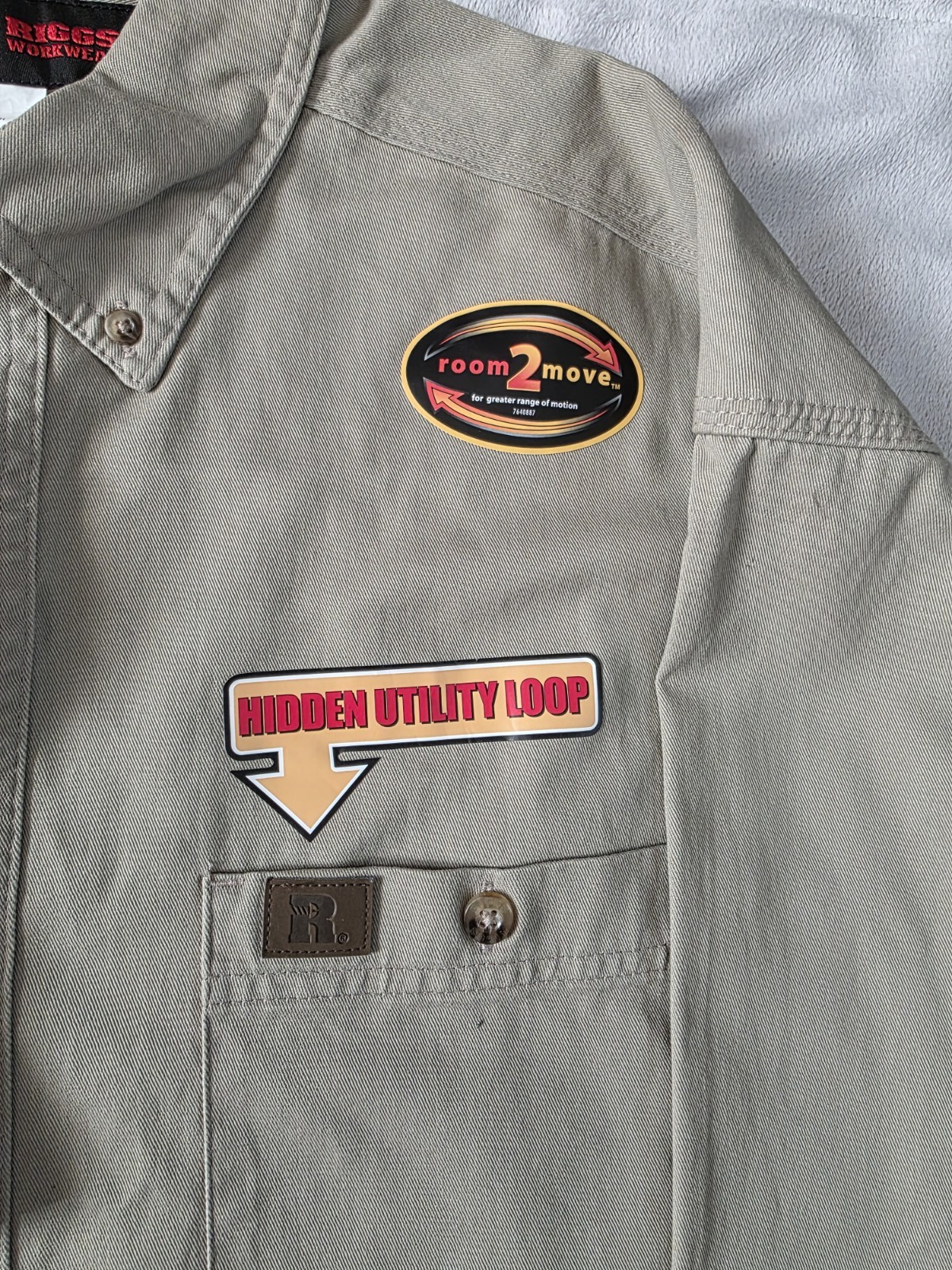 Wrangler RIGGS Workwear Room2Move Khaki Twill Cotton Work Shirt Men XXL