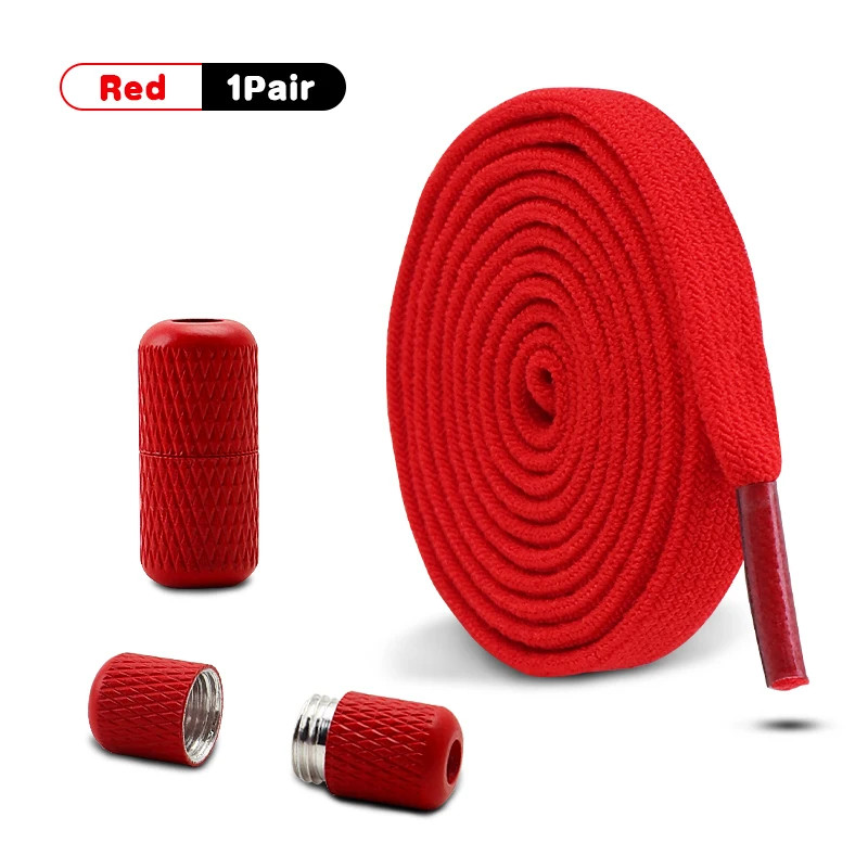 1Pair Elastic Shoelaces Sneakers Unisex Lazy 8mm Wide Flat Shoelace Colorful Cap