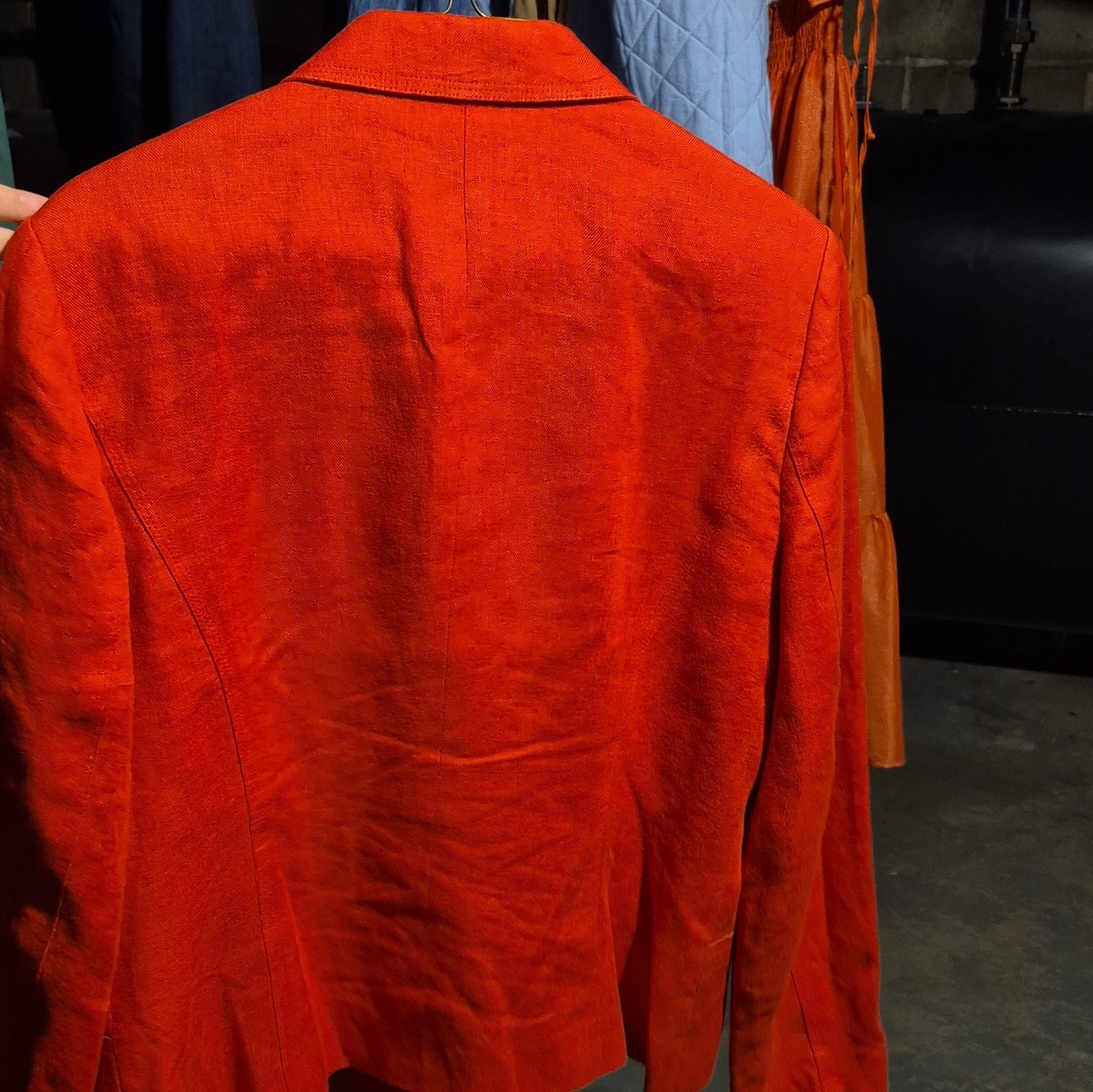 Talbots Orange Linen Lined Button-Front Blazer Jacket Women’s Size 10
