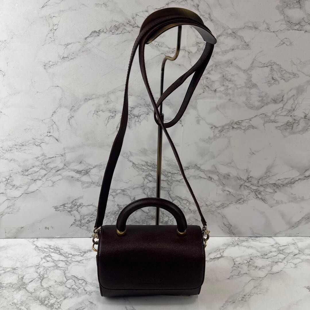 MaxMara Mini Shoulder Bag Leather Dark Brown Authentic From Japan