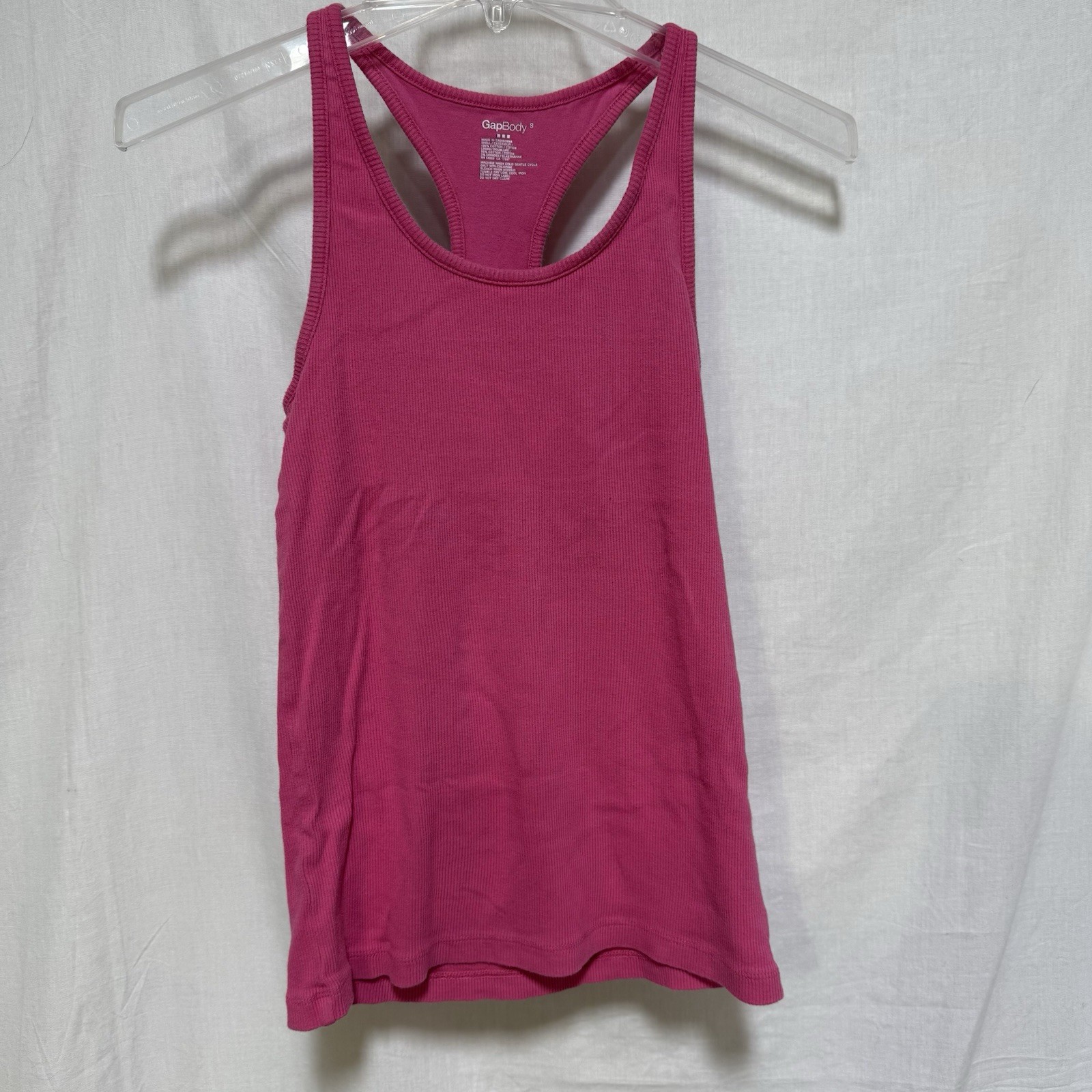 GAP Womens Small Tank Top Interior Bra Ribbed Tee GapBody Pink Atheltic Sport