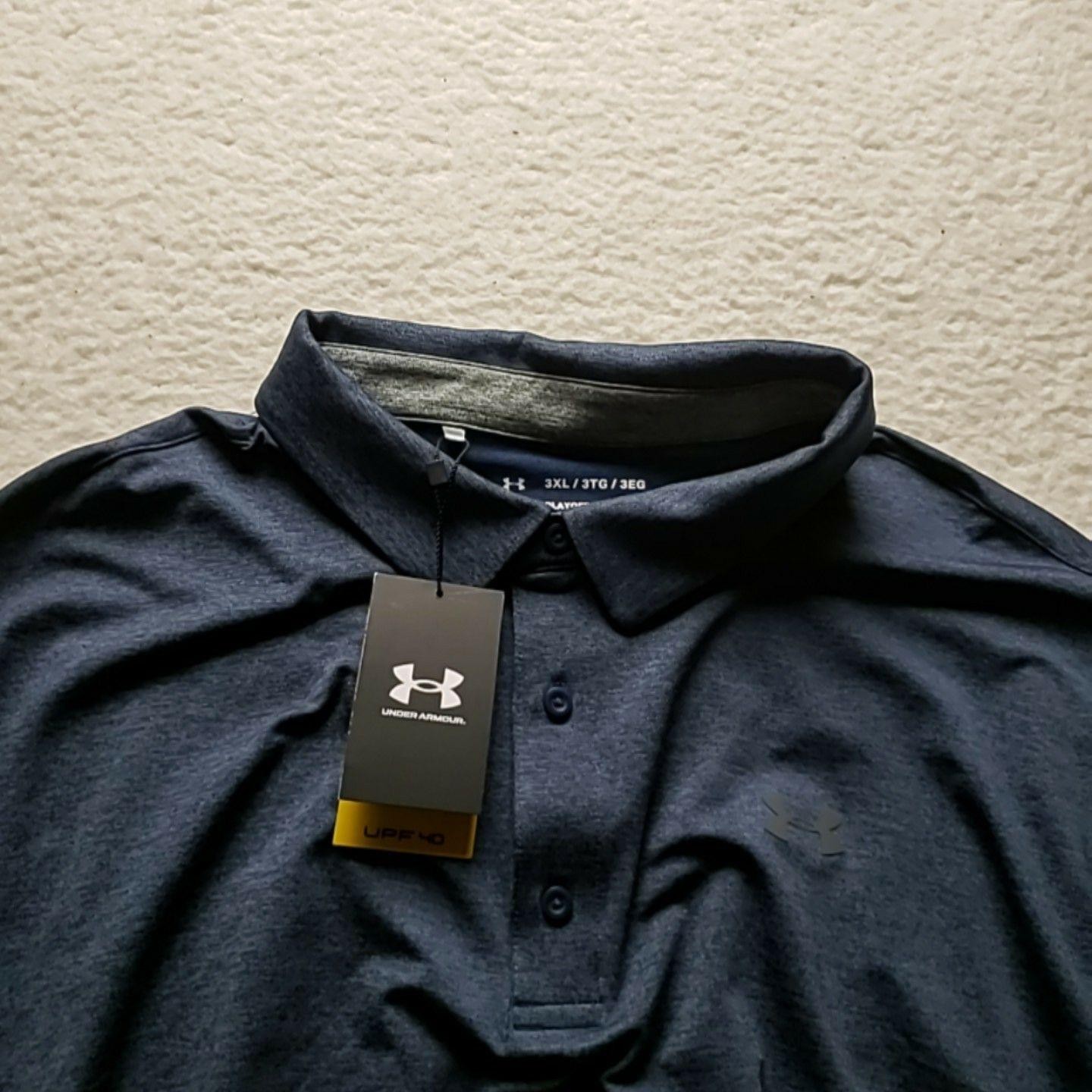 Under Armour Playoff 2.0 Polo Shirt Mens 3XL Blue Heather Golf UPF 40 Top