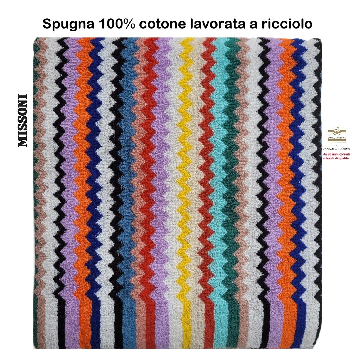MISSONI sponge cloth cm. 150 x 100; sea pool bath etc. 100% cotton unisex