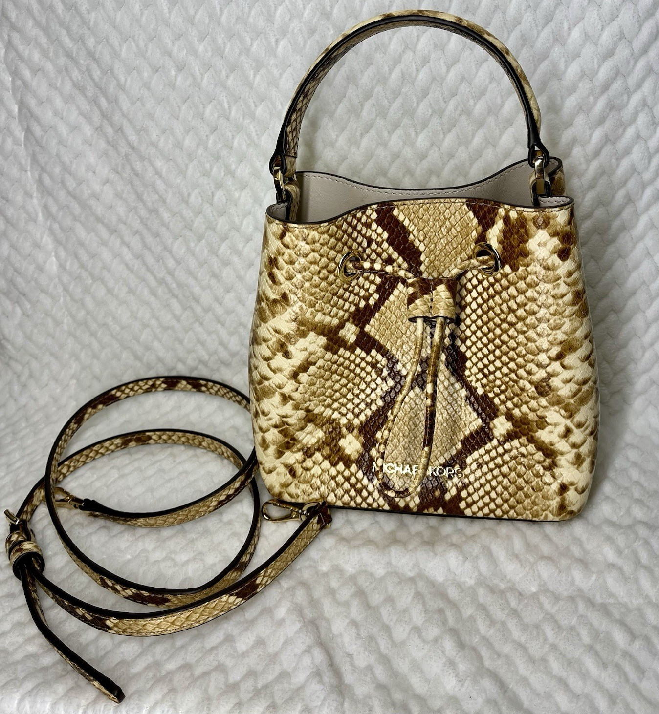Michael Kors Suri Small Crossbody Bag, Embossed Python Leather Bucket Bag