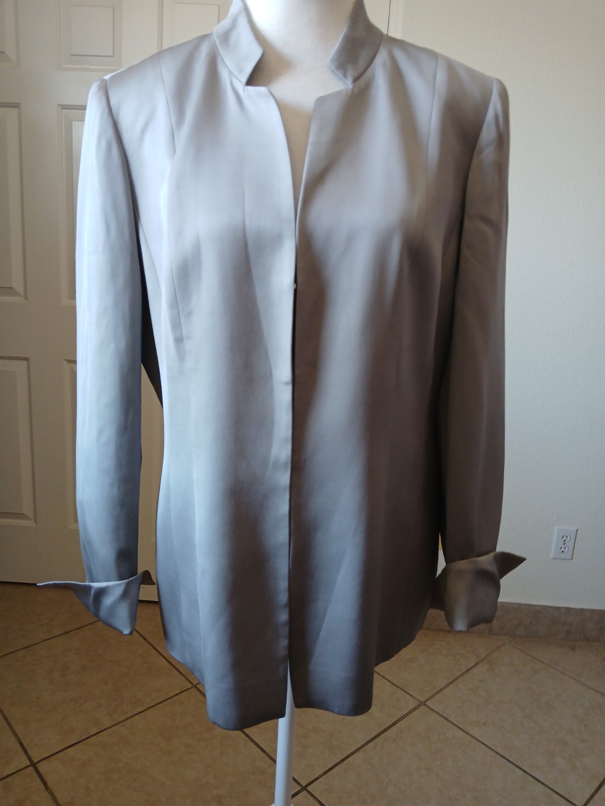 Talbots Women’s Blazer Silk Blend Grey Size 8 Office Career Professional