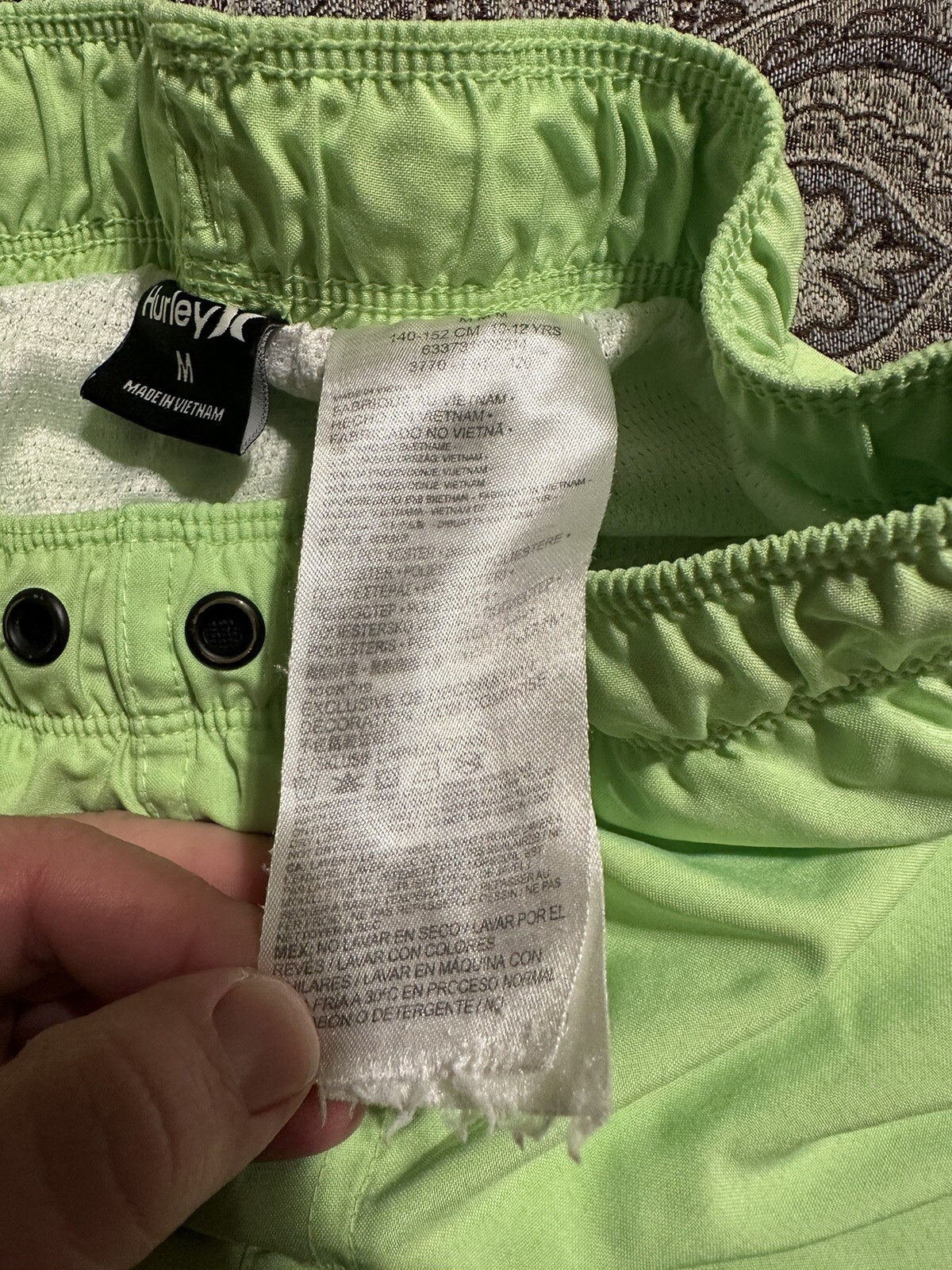 Hurley Boys Neon Green Size M Quick Dry Swim Trunks