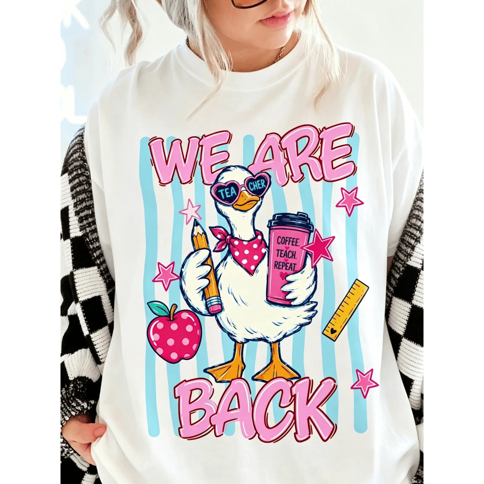 We Are Back Teacher Shirt, Preppy Back To School Shirt, Teacher Graffiti Art Tee