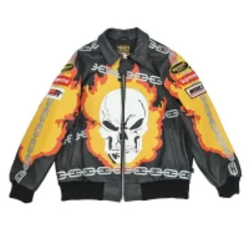 Supreme x Vanson Leather Ghost Rider Jacket L Black Used Rare Collaboration