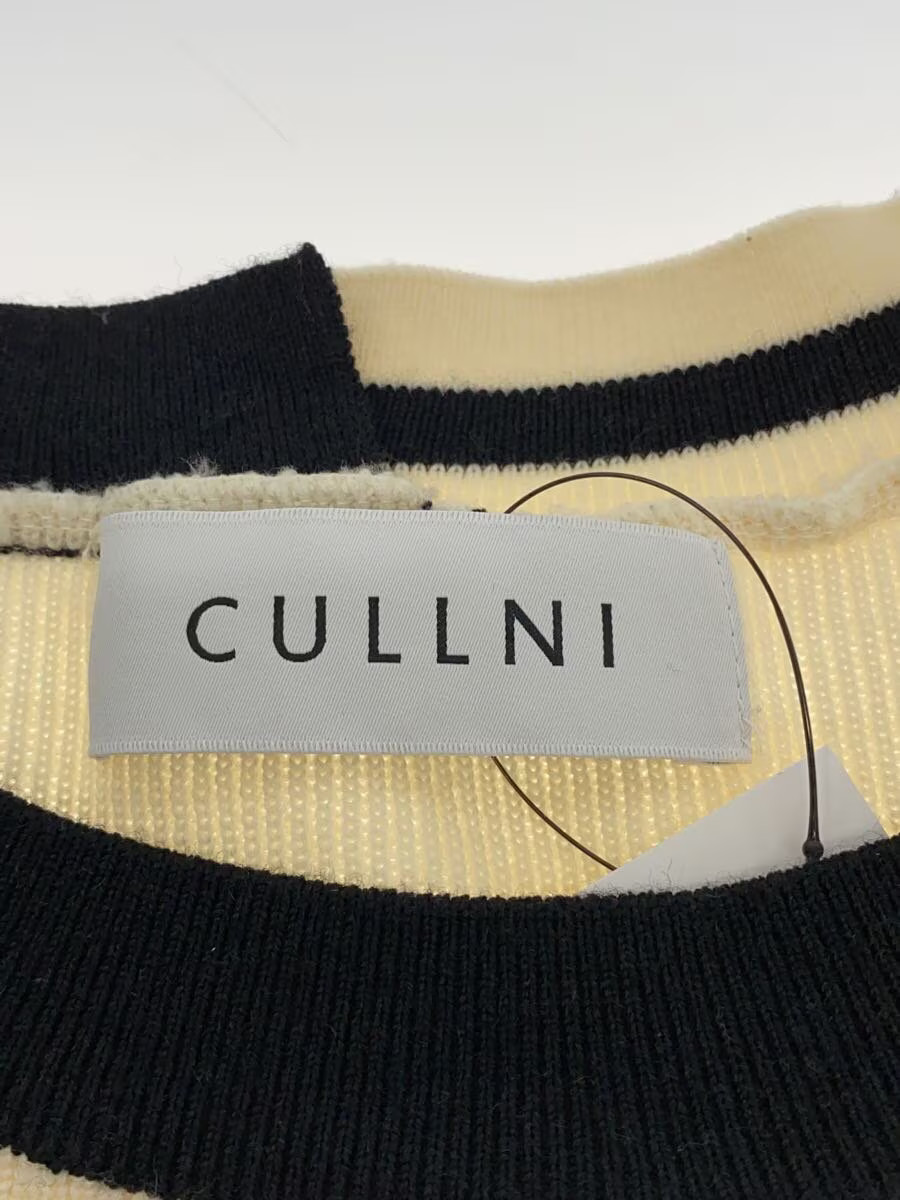 CULLNI Knit Sweater (Thick) 1 Wool BEG 23-AW-042 Neck Zip Line Knit Cuffs